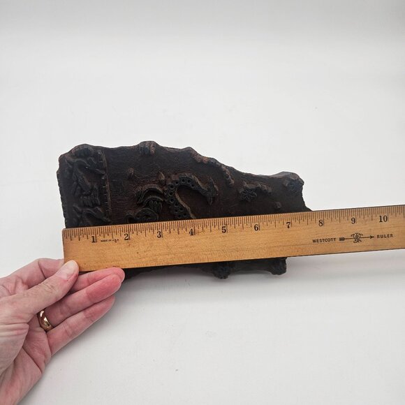 Antique Hand Carved Wood Textile Dragon Mythological Pattern Fabric Stamp Block - Picture 11 of 12